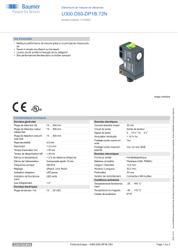 Baumer UR12.D50-UA1E.7BF Ultrasonic distance measuring sensor Fiche technique