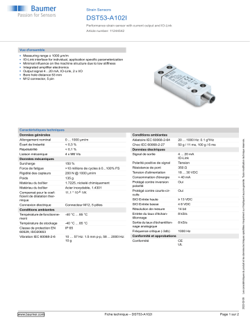 Baumer DST53-A102I Strain Sensor Fiche technique | Fixfr