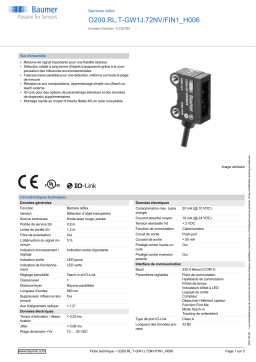 Baumer O200.RL.T-GW1J.72NV/FIN1_H006 Retro-reflective sensor Fiche technique