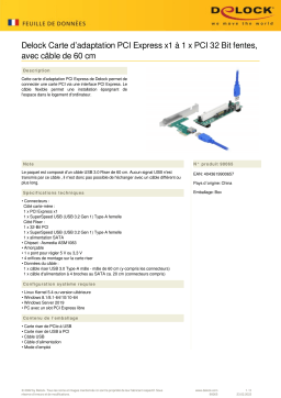 DeLOCK 90065 Riser Card PCI Express x1 to 1 x PCI 32 Bit Slot Fiche technique