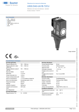 Baumer U500.DA0-UA1B.72CU Ultrasonic distance measuring sensor Fiche technique