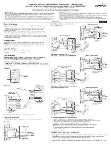 DVS15-1LZ | Leviton DOS15-1LZ Decora Occupancy Motion Sensor In-Wall Switch, Auto-On, 15A, Single Pole, Multi-Way or Multi-Sensor, White Manuel utilisateur | Fixfr