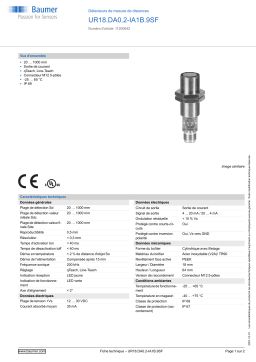 Baumer UR18.DA0.2-IA1B.9SF Ultrasonic distance measuring sensor Fiche technique