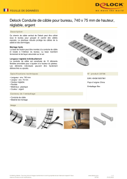 DeLOCK 20796 Cable Duct for desk 740 x 75 mm height adjustable silver Fiche technique