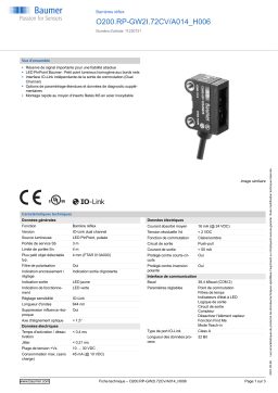 Baumer O200.RP-GW2I.72CV/A014_H006 Retro-reflective sensor Fiche technique