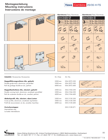 Hafele  405.91.125 Sliding Door Hardware  Guide d'installation | Fixfr