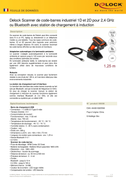 DeLOCK 90556 Industrial Barcode Scanner 1D and 2D for 2.4 GHz or Bluetooth Fiche technique