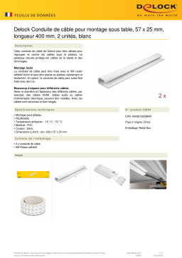 DeLOCK 20884 Cable Duct for under-table mounting 57 x 25 mm - length 400 mm 2 pieces white Fiche technique