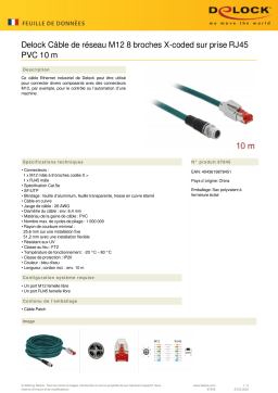 DeLOCK 87845 Network cable M12 8 pin X-coded to RJ45 plug PVC 10 m Fiche technique