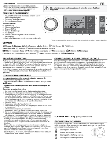 Bauknecht T M11 9X3SKY CH Dryer Manuel utilisateur | Fixfr