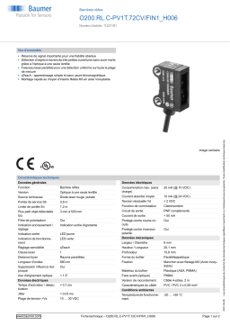 Baumer O200.RL.C-PV1T.72CV/FIN1_H006 Retro-reflective sensor Fiche technique