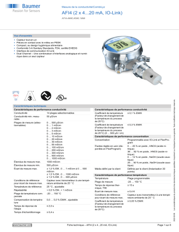 Baumer AFI4 Conductivity measurement Fiche technique | Fixfr