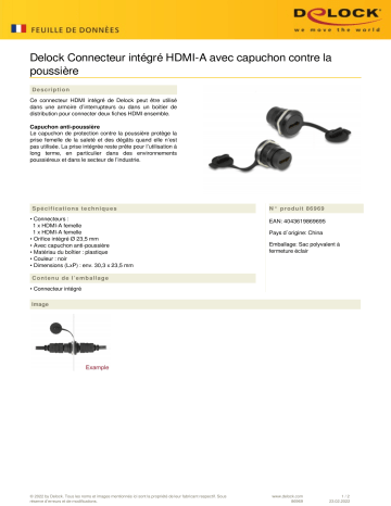 DeLOCK 86969 HDMI-A built-in connector Fiche technique | Fixfr
