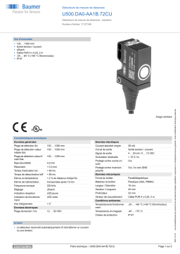 Baumer U500.DA0-AA1B.72CU Ultrasonic distance measuring sensor Fiche technique