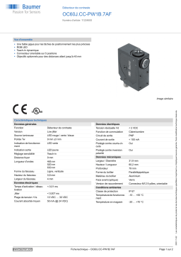 Baumer OC60J.CC-PW1B.7AF Diffuse contrast sensor Fiche technique