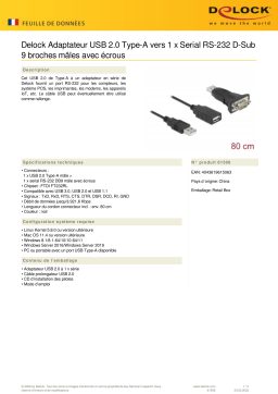 DeLOCK 61506 Adapter USB 2.0 Type-A to 1 x Serial RS-232 D-Sub 9 pin male Fiche technique