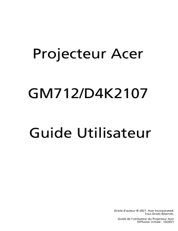Acer GM712 Projector Manuel utilisateur | Fixfr