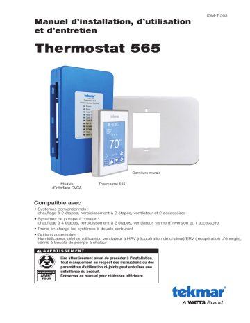 tekmar 565 Thermostat Guide d'installation | Fixfr