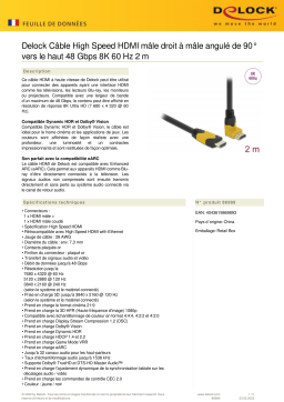 DeLOCK 86989 High Speed HDMI cable male straight to male 90° upwards angled 48 Gbps 8K 60 Hz 2 m Fiche technique