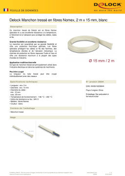 DeLOCK 20894 Braided Sleeve made of nomex fibers 2 m x 15 mm white Fiche technique