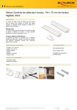 DeLOCK 20797 Cable Duct for desk 740 x 75 mm height adjustable white Fiche technique