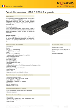 DeLOCK 11492 USB 2.0 Switch 2 PC to 2 devices Fiche technique