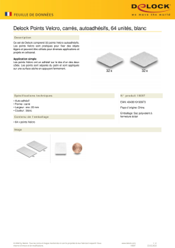 DeLOCK 19097 Hook-and-loop dots, square, self-adhesive, 64 pieces white Fiche technique