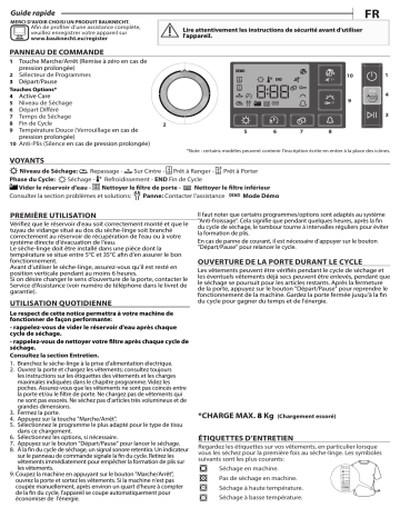 Bauknecht T Advance M11 8X3WK DE Dryer Manuel utilisateur | Fixfr