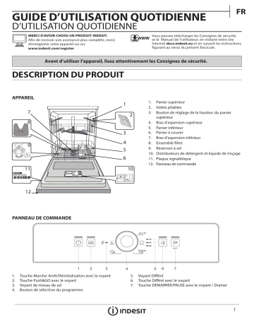 Indesit DFE 1B19 X Dishwasher Manuel utilisateur | Fixfr