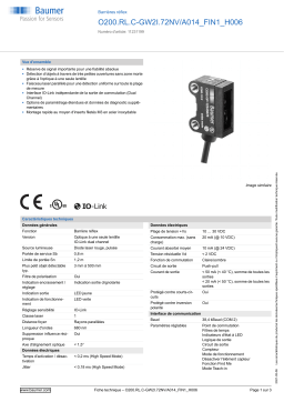 Baumer O200.RL.C-GW2I.72NV/A014_FIN1_H006 Retro-reflective sensor Fiche technique