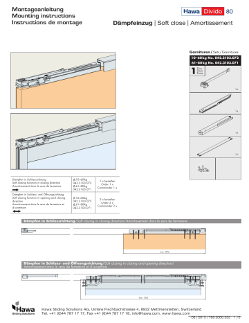 Hafele  940.92.010 Self Close  Guide d'installation | Fixfr