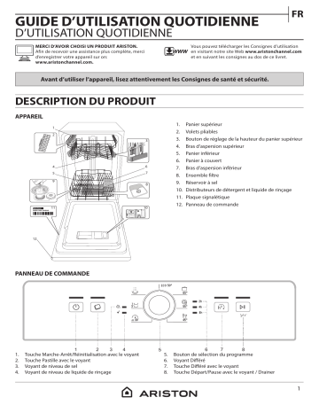 Ariston LSFE 1B19 S Dishwasher Manuel utilisateur | Fixfr