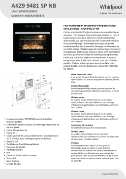 Whirlpool AKZ9 9481 SP NB Oven Manuel utilisateur