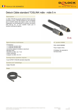 DeLOCK 86986 TOSLINK Standard Cable male - male 5 m Fiche technique