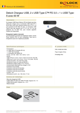 DeLOCK 41453 USB Charger 2 x USB Type-C™ PD 3.0 + 1 x USB Type-A Fiche technique