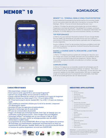 Datalogic Memor 10 Handheld Computer Fiche technique | Fixfr