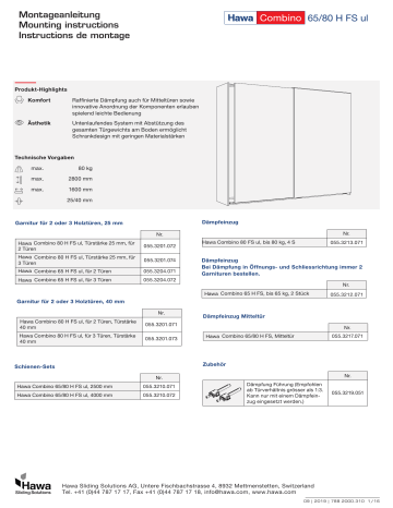 Hafele  405.71.000 Sliding Door Hardware  Guide d'installation | Fixfr