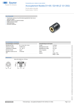 Baumer Slit coupling D1=05 / D2=06 (Z 121.D02) Mounting solid shaft encoder Fiche technique