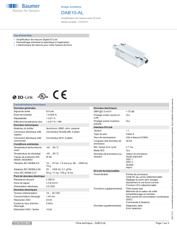 Baumer DAB10-AL Bridge Amplifier Fiche technique | Fixfr