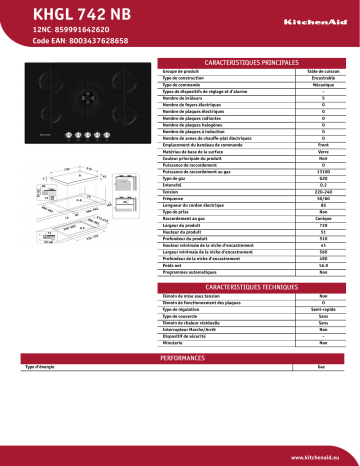 KitchenAid KHGL 742 NB Hob Manuel utilisateur | Fixfr