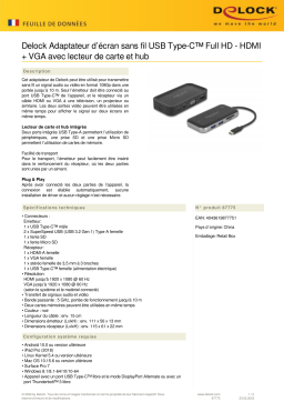 DeLOCK 87775 Wireless Display USB Type-C™ Adapter Full HD - HDMI + VGA Fiche technique