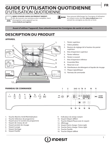 Indesit DFP 58T1 NX UK EX Dishwasher Manuel utilisateur | Fixfr