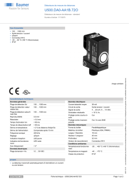 Baumer U500.DA0-AA1B.72O Ultrasonic distance measuring sensor Fiche technique