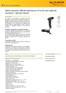 DeLOCK 90557 USB Barcode Scanner 1D and 2D Fiche technique