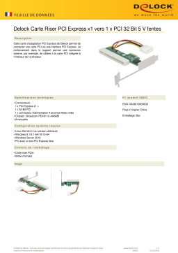 DeLOCK 90063 Riser Card PCI Express x1 to 1 x PCI 32 Bit 5 V Slot Fiche technique