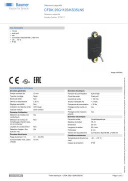 Baumer CFDK 25G1125/KS35LN5 Capacitive proximity sensor Fiche technique