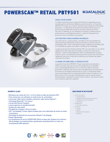 Datalogic PowerScan 9500 Retail Series Fiche technique | Fixfr