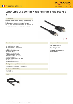 DeLOCK 87215 Cable USB 2.0 Type-A male to Type-B male Fiche technique