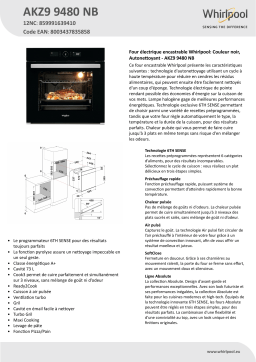 Whirlpool AKZ9 9480 NB Oven Manuel utilisateur