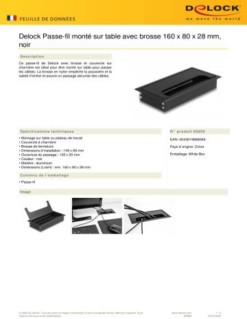 DeLOCK 66856 Cable grommet for table mounting Fiche technique | Fixfr